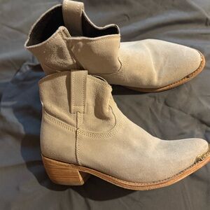 LIBERTY Black Grey Suede Ankle Booties with Metal toe detail